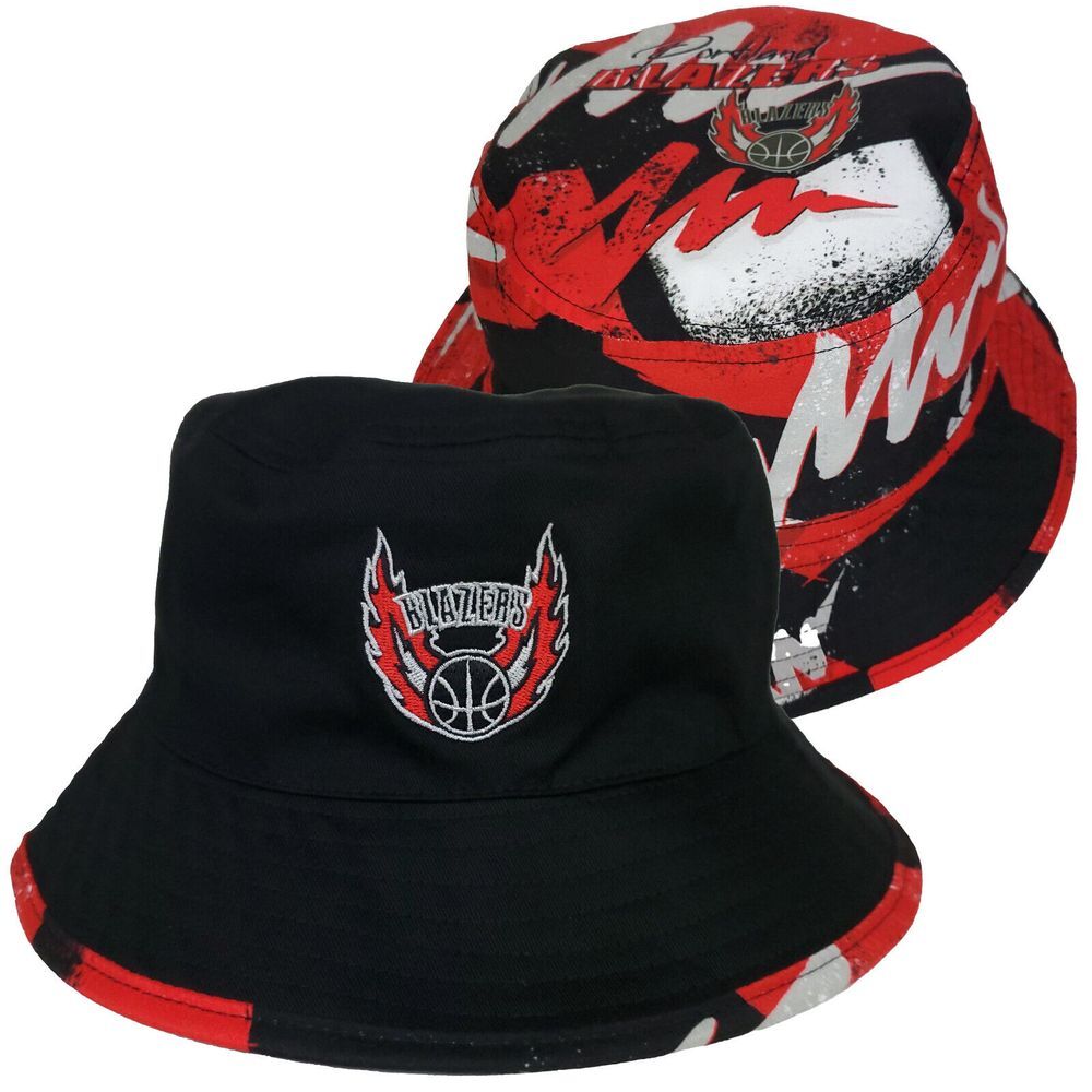 Portland Blazers Mitchell & Ness NBA M Medium‎ Reversible Bucket Hat Cap New